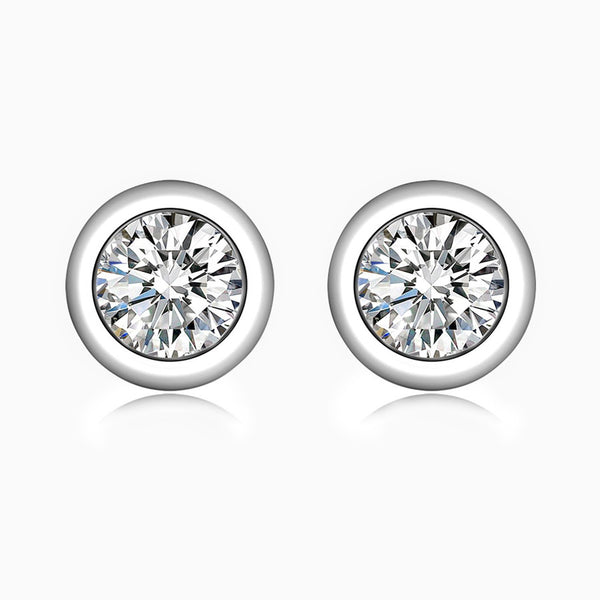 0.2 Carat D-E VVS Ideal Cut Round Brilliant Diamond White Gold Plated Silver Stud Earrings