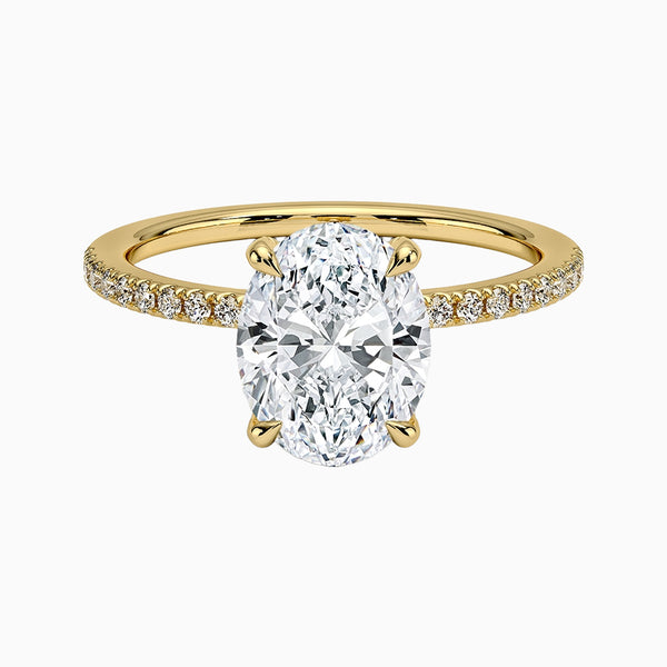 1.0-3.0 Carat D-F VS+ Ideal Cut Oval Diamond 14K Gold Solitaire Ring