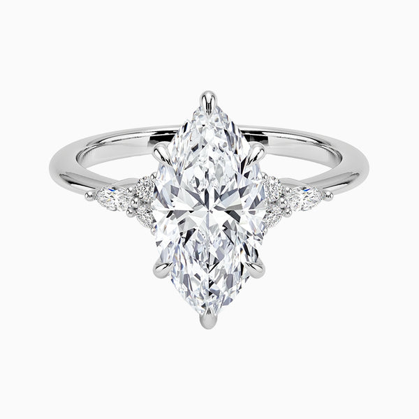 1.0-3.0 Carat D-F VS+ Ideal Cut Marquise Diamond 14K Gold Solitaire Ring