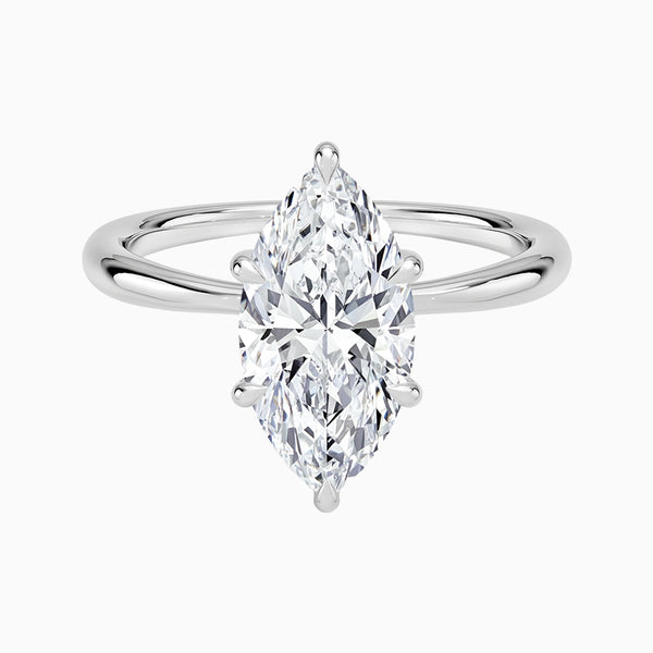 1.0-3.0 Carat D-F VS+ Ideal Cut Marquise Diamond 14K Gold Solitaire Ring