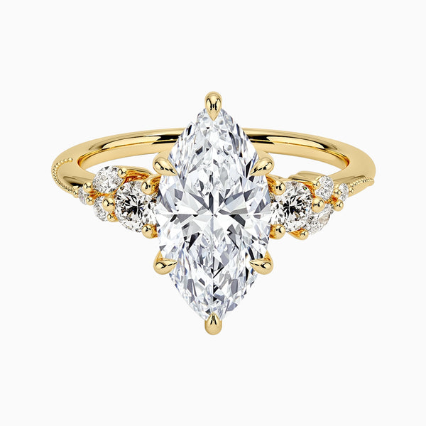 1.0-3.0 Carat D-F VS+ Ideal Cut Marquise Diamond 14K Gold Vintage Ring