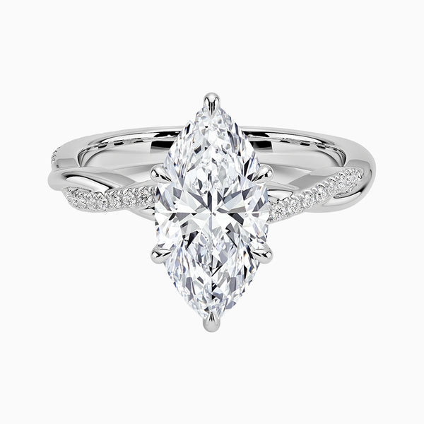 1.0-3.0 Carat D-F VS+ Ideal Cut Marquise Diamond 14K Gold Vintage Ring