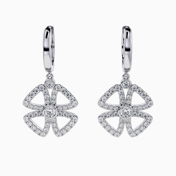 0.5-2.0 Carat D-F VS+ Ideal Cut Round Diamond 14K White Gold Drop Earrings