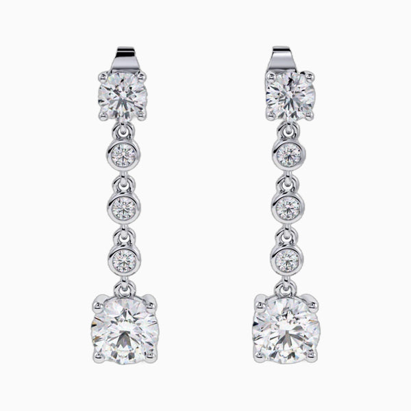 0.5-2.0 Carat D-F VS+ Ideal Cut Round Diamond 14K White Gold Drop Earrings