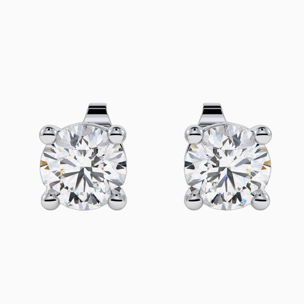 1.5 Carat D-F VS+ Ideal Cut Round Diamond 14K White Gold Stud Earrings