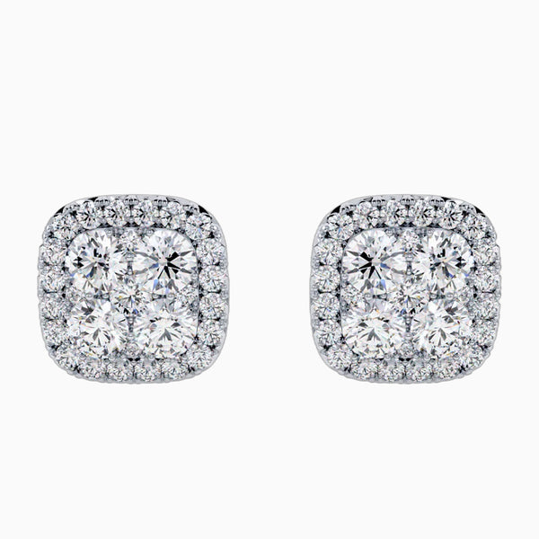 0.5-2.0 Carat D-F VS+ Ideal Cut Round Diamond 14K White Gold Stud Earrings