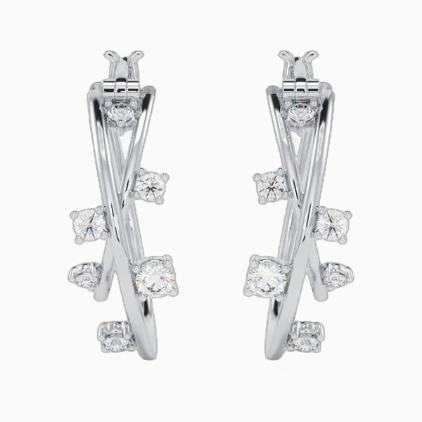 0.75 Carat D-F VS+ Ideal Cut Round Diamond 14K White Gold Drop Earrings