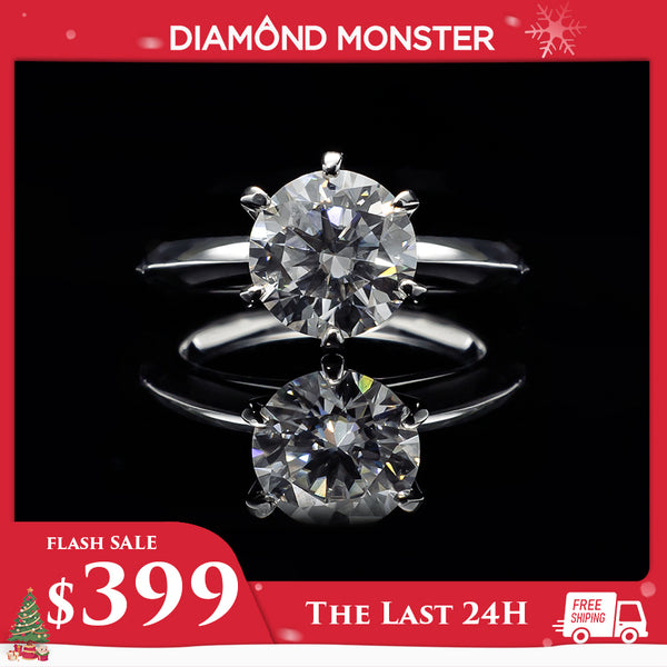 Moissanite White Gold Plated Solitaire Ring