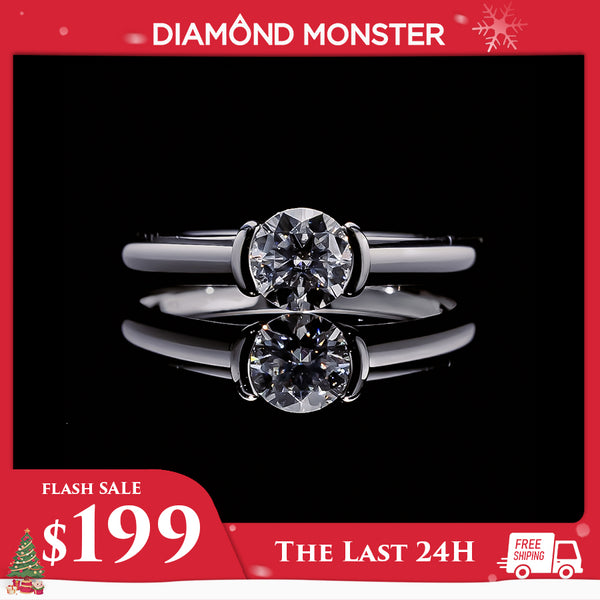 Moissanite White Gold Plated Solitaire Ring