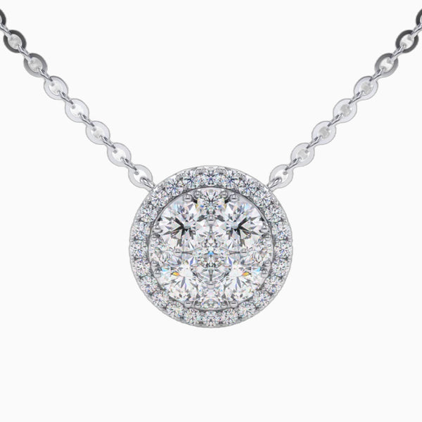 0.5-2.0 Carat D-F VS+ Ideal Cut Round Diamond 14K White Gold Pendant Necklace