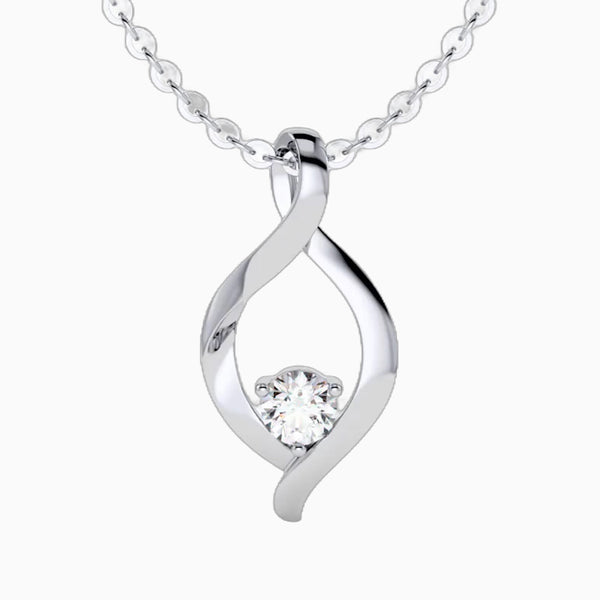 0.5-2.0 Carat D-F VS+ Ideal Cut Round Diamond 14K White Gold Pendant Necklace