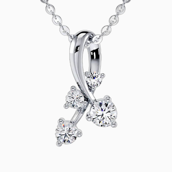 0.75 Carat D-F VS+ Ideal Cut Round Diamond 14K White Gold Pendant Necklace