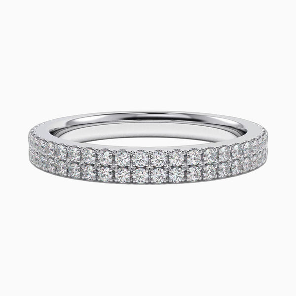 0.5-2.0 Carat D-F VS+ Ideal Cut Round Diamond 14K White Gold Double Eternity Ring