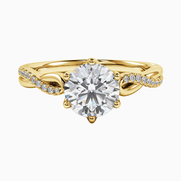 1.0-3.0 Carat D-F VS+ Ideal Cut Round Diamond 14K Yellow Gold Solitaire Ring