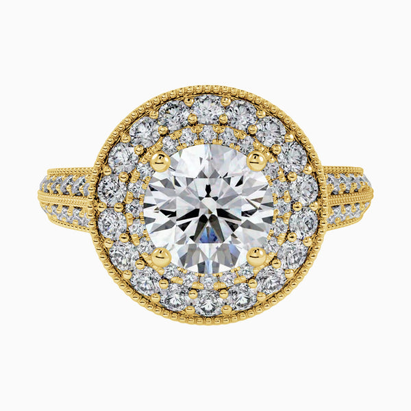 1.0-3.0 Carat D-F VS+ Ideal Cut Round Diamond 14K Gold Vintage Ring