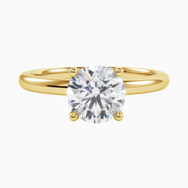 1.0-3.0 Carat D-F VS+ Ideal Cut Round Diamond 14K Yellow Gold Solitaire Ring