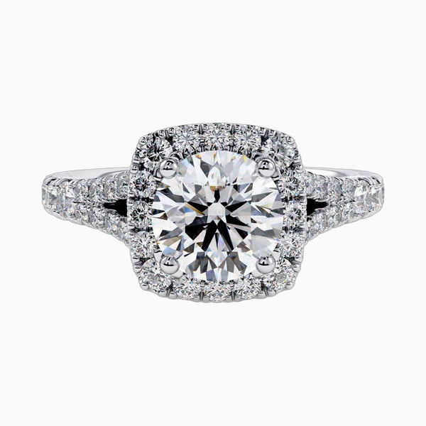 1.0-3.0 Carat D-F VS+ Ideal Cut Round Diamond 14K White Gold Halo Ring