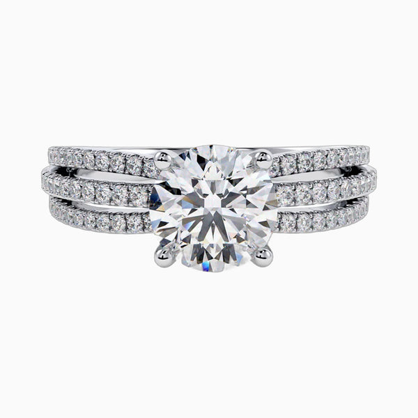 1.0-3.0 Carat D-F VS+ Ideal Cut Round Diamond 14K White Gold Solitaire Ring