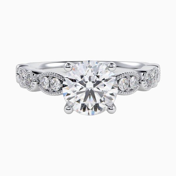 1.0-3.0 Carat D-F VS+ Ideal Cut Round Diamond 14K White Gold Solitaire Ring