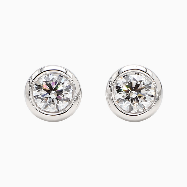 1.5 Carat D-F VS+ Ideal Cut Round Brilliant Diamond 14K White Gold Stud Earrings (2.5g)