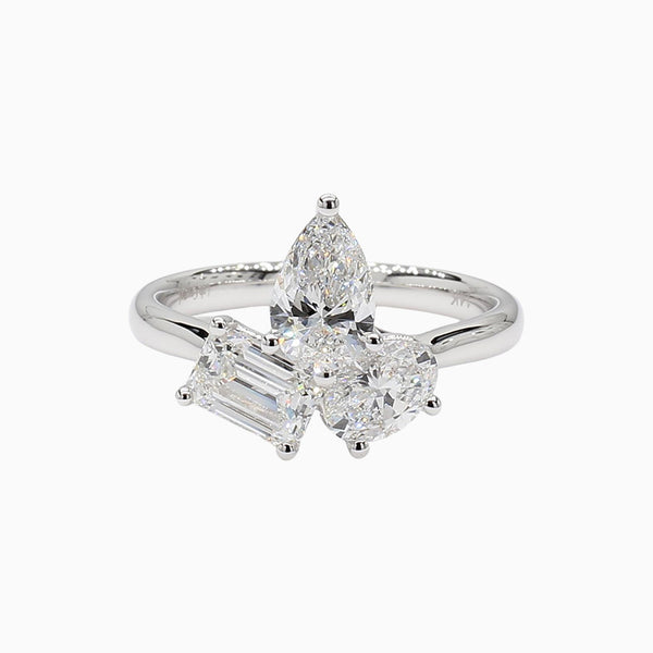 2.0 Carat D-F VS+ Ideal Cut Pear Diamond 14K White Gold Vintage Ring