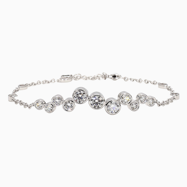 2.1 Carat D-F VS+ Ideal Cut Round Diamond 14K White Gold Tennis Bracelet (5.806g)