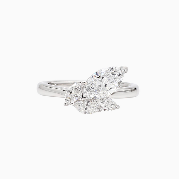 1.3 Carat D-F VS+ Ideal Cut Marquise Diamond 14K White Gold Vintage Ring