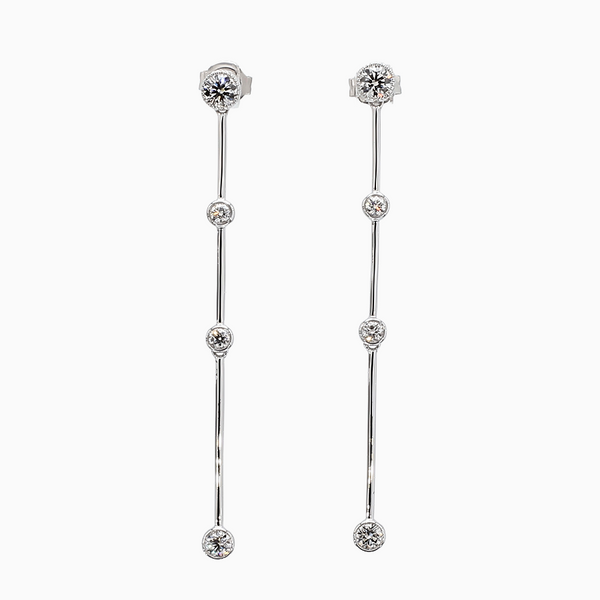 0.7 Carat D-F VS+ Ideal Cut Round Diamond 14K White Gold Drop Earrings (3.52g)